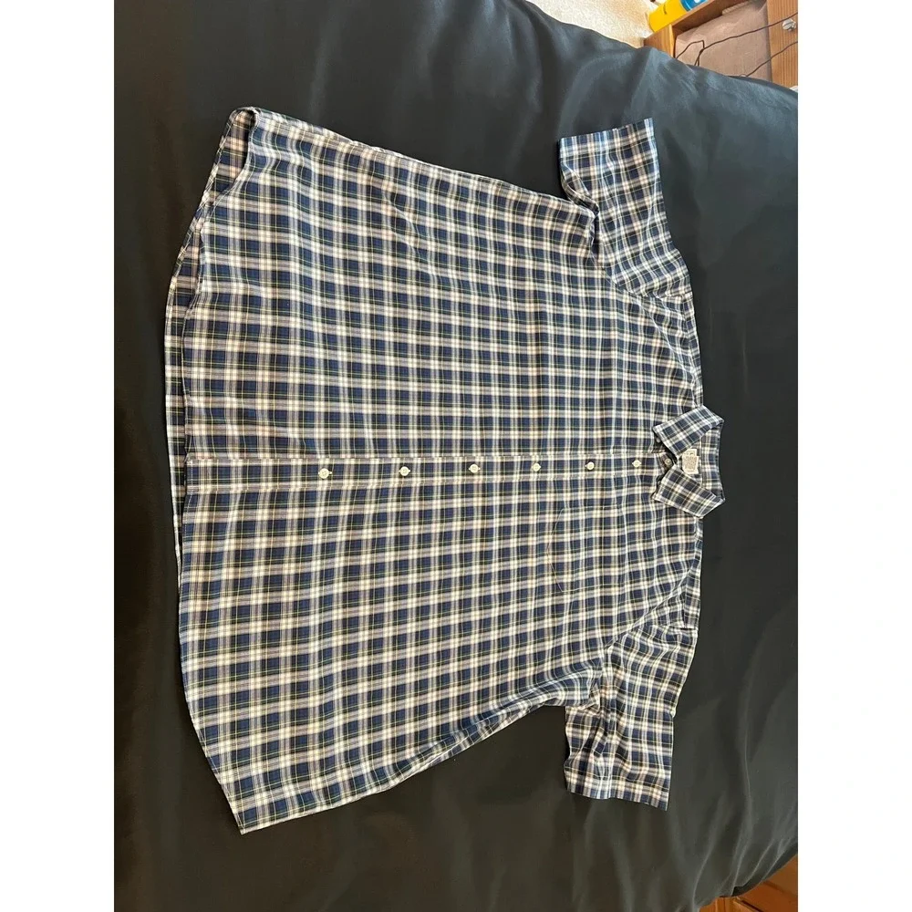 LL Bean Mens XXL Traditional Fit Plaid Short Sleeve Button Down Shirt 502253